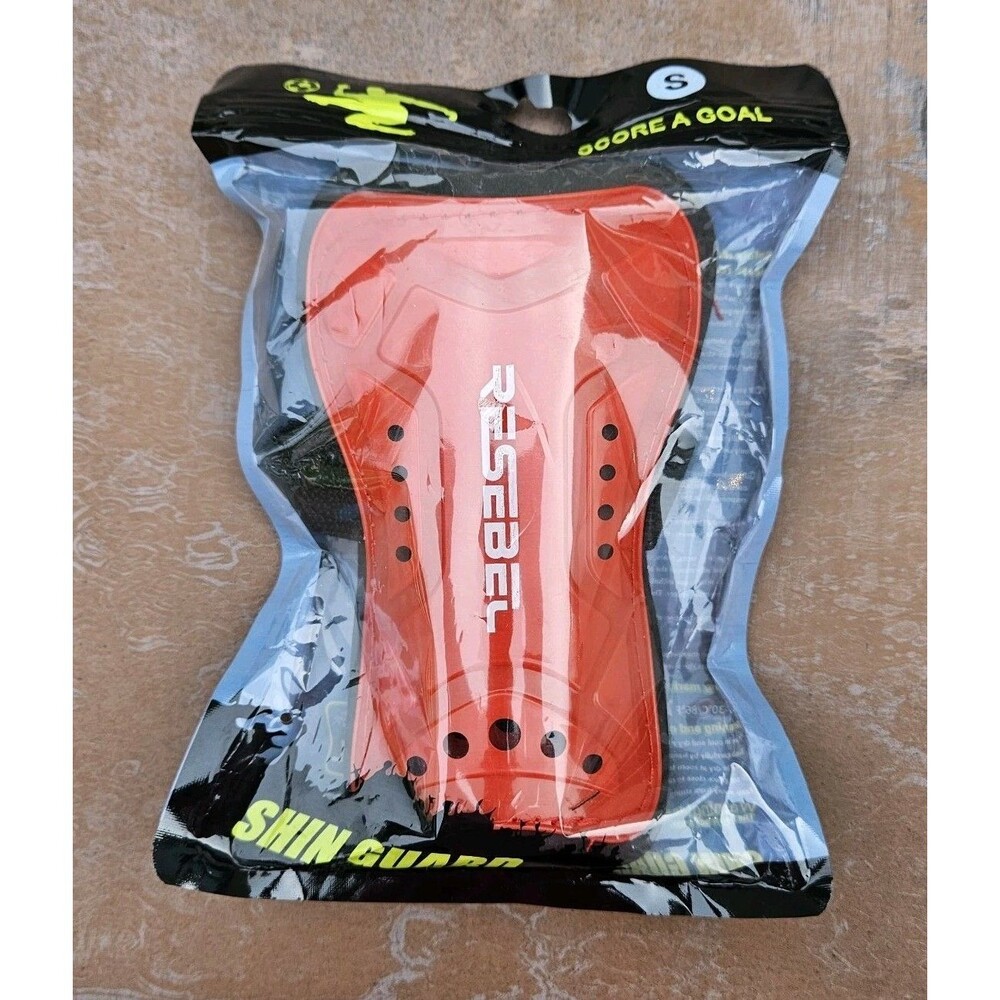 Resbel Soccer Shin Guards Size Small Red Black Youth Kids Protective Pads New